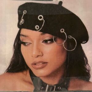 Stylish Black Beret with Silver Accents